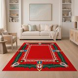 Festive Red Rangoli Border Area Rug