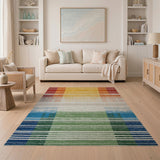 Multi-color and Patterns Geometric Modern Vibrant Multi-Color Vertical Stripe Area Rug