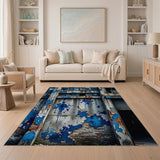 Distressed Blue Industrial Wall Area Rug