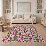 Festive Pink Holly Leaf Gold Bauble Rug