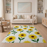 Cheerful Yellow Sunflower Pattern Area Rug