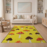 Whimsical Yellow Mushroom Pattern Area Rug