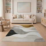 Abstract Area Abstract Wavy Neutral Area Rug