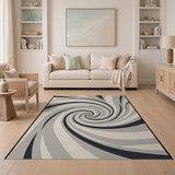 Hypnotic Spiral Black White Area Rug