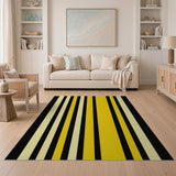 Bold Black Yellow Striped Area Rug