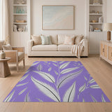 Elegant White Feathers Purple Area Rug