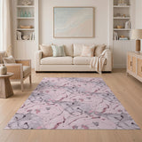 Marbled Pink Grey Abstract Area Rug