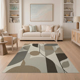 Geometric Leaf Abstract Area Rug Beige Neutral