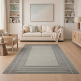 Modern Gray Framed Beige Woven Area Rug