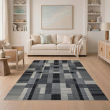 Modern Geometric Black White Black and White Area Rug