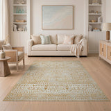 Beige and Neutral Cream Tan Geometric Tribal Area Rug