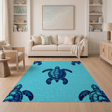 Sea Turtle Coastal Blue Area Rug