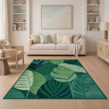 Vibrant Teal Green Leaf Abstract Area Rug