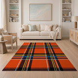 Vibrant Orange Plaid Geometric Area Rug