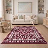 Rich Red Persian Geometric Area Rug