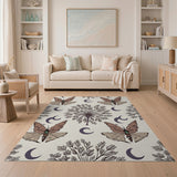 Mystical Moth Moon Boho Area Rug