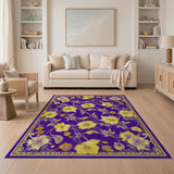 Purple Gold Floral Vintage Area Rug