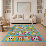 Cute Cartoon Puppy Portrait Gallery Area Rug