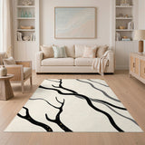 Abstract Black Branch Wave Area Rug