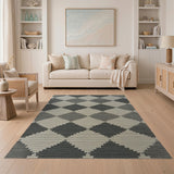 Black White Diamond Geometric Area Rug