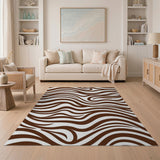 Wavy Brown Zebra Print Area Rug