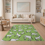Playful Safari Animals Green Kids Rug