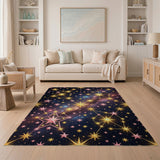 Pink Gold Cosmic Stars Galaxy Area Rug