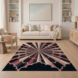 Pink Radiant Pink Starburst Geometric Area Rug