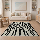 Zebra Stripe Area Rug Black White