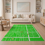 Whimsical Green Town Map Area Rug