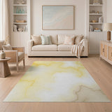 Glowing Yellow Veins Abstract Area Rug