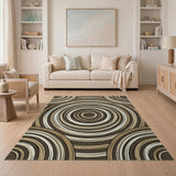 Brown Tan Concentric Circles Geometric Area Rug