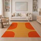 Vibrant Orange Oval Geometric Shag Rug