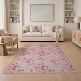 Pink Blush Pink Rose Garden Floral Area Rug