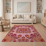 Floral Vintage Pink Floral Medallion Area Rug