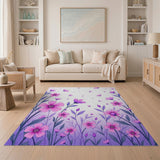Cascading Pink Cosmos Floral Area Rug