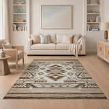 Brown and Tan Southwestern Brown Tan Geometric Area Rug