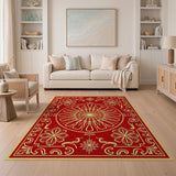 Red Gold Ornate Persian Medallion Rug