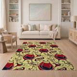 Whimsical Red Wine Glasses Pattern Area Rug