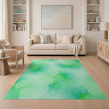 Abstract Green Watercolor Area Rug