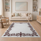 Elegant Ornate Floral Border Area Rug