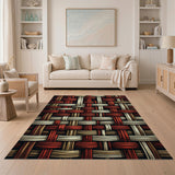 Bold Red Basket Weave Area Rug