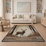 Southwestern Woodland Buck Deer Area Rug