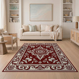 Elegant Red Traditional Persian Area Rug with Floral Motifs