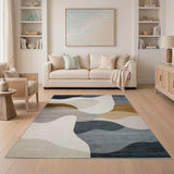 Multi-color and Patterns Abstract Wave Neutral Area Rug