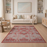 Red Distressed Persian Area Rug