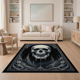Gothic Grinning Skull Ornate Area Rug