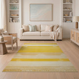 Golden Yellow Striped Southwestern Area Rug