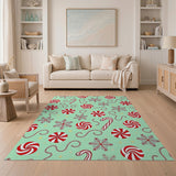 Festive Peppermint Candy Cane Area Rug