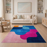 Bold Curved Geometric Multi-Color Area Rug